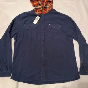 Quiksilver Navy Shirt with Orange Plaid Hood